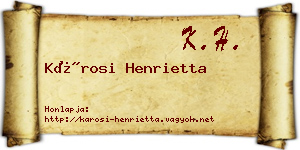 Károsi Henrietta névjegykártya